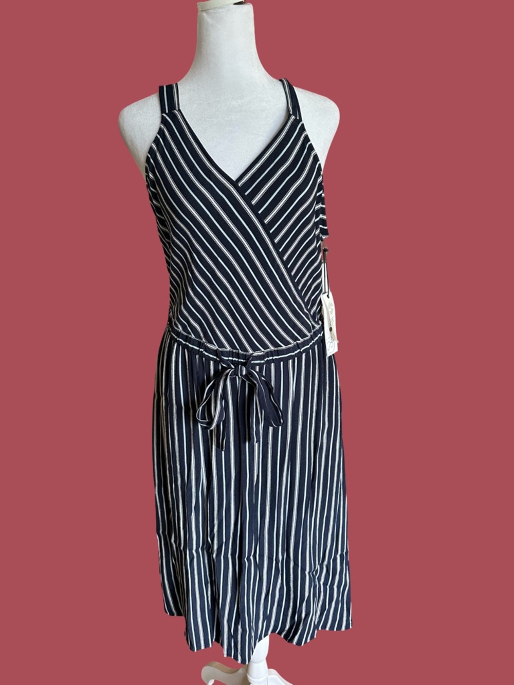 NWT Treasure & Bond Navy and White Striped Wrap Maxi Dress